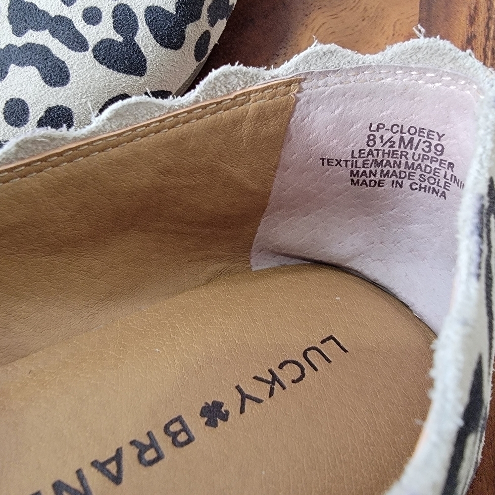 Lucky Brand Cloeey Leopard Print Suede Flats Scalloped Edge Size 8.5 - Picture 14 of 14